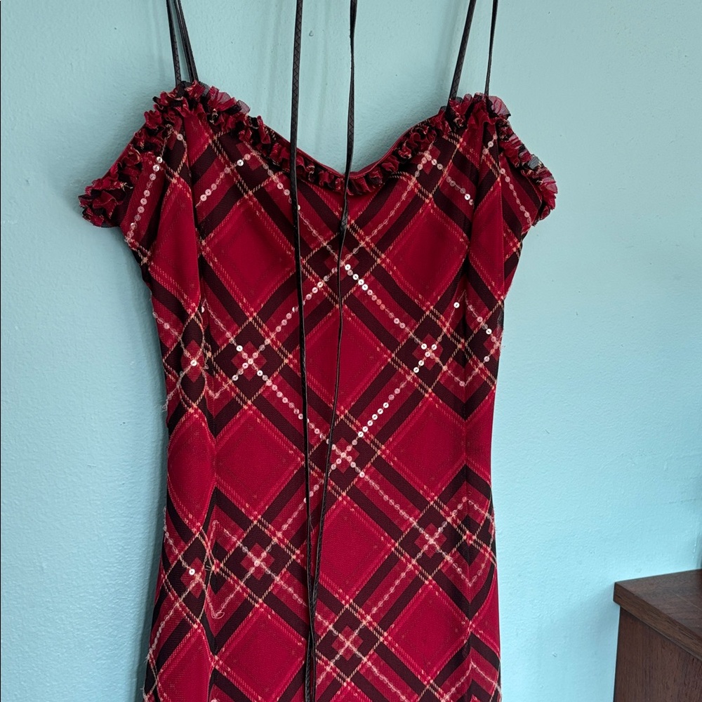 Betsey Johnson Red Plaid party dress sz 6
